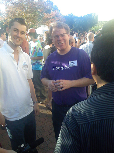 Joshua Strebel and Robert Scoble at Techcrnch party